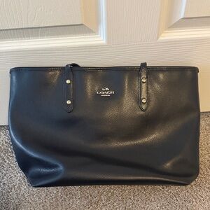 Coach Navy Blue Pebbled Leather Tote